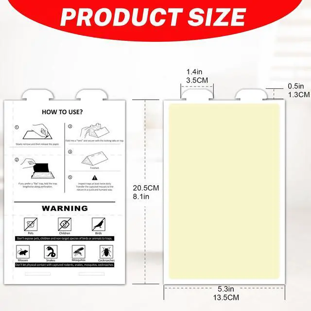 Alt view image 4 of 6 - Mouses Traps Indoor for Home Sticky Insect Glue Adhesive for Catching Bugs, Rats, Rodents Non Toxic Bulk Glue Boards