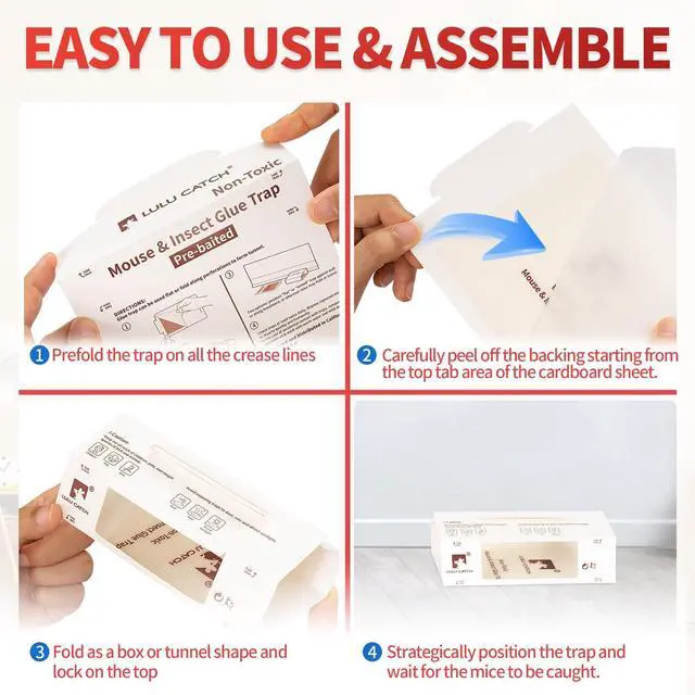 Alt view image 6 of 7 - Mouse Traps, 12Pack Pre-Baited Sticky Mouse Traps Indoor for Home, Non-Toxic Bulk Sticky Pads, Glue Traps for Rats, Bugs, Spider, Mice, Cockroach, Pet Safe, Easy to Use