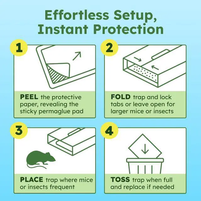 Alt view image 5 of 7 - CatchShield Glue & Sticky Traps for Mice, Rats & Insects Non-Toxic Pest Control, 24-Pack, Pet & Family Friendly, Extra-Strength, Ready-to-Use Adhesive Traps
