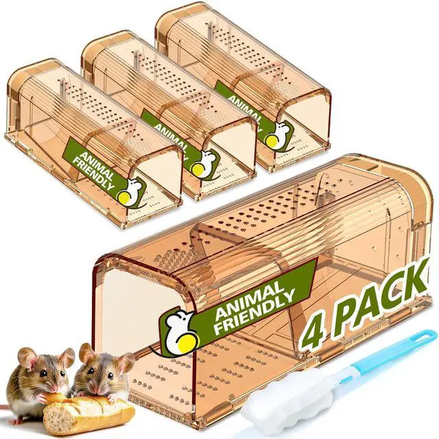 Main image of Pack Mouse Traps No Kill Humane Mouse Traps Indoor for Home Catch and Release Reusable with Cleaning Brush Small Mice Traps for Mice/Rodent