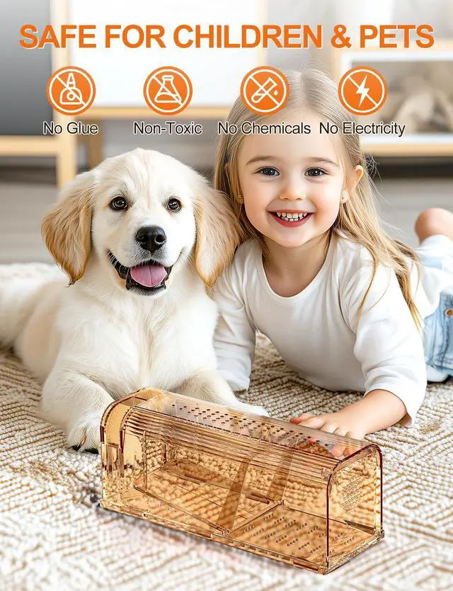 Alt view image 3 of 7 - Pack Mouse Traps No Kill Humane Mouse Traps Indoor for Home Catch and Release Reusable with Cleaning Brush Small Mice Traps for Mice/Rodent