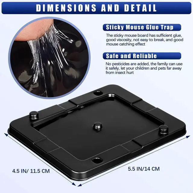 Alt view image 2 of 7 - Pack Mouse Insect Glue Traps Bulk Strong Sticky Mouse Traps Large Baited Glue Trays for Mice Snakes Indoor Rodent Killer Plastic Sticky Non Toxic Killer for Home Indoor Outdoor