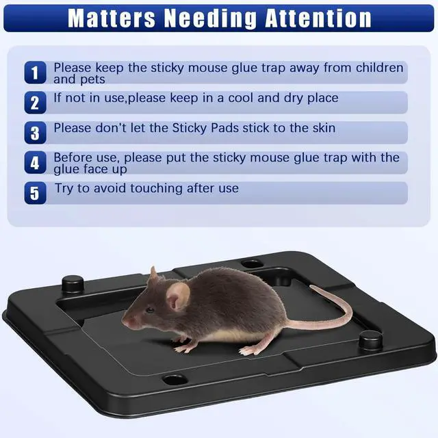 Alt view image 3 of 7 - Pack Mouse Insect Glue Traps Bulk Strong Sticky Mouse Traps Large Baited Glue Trays for Mice Snakes Indoor Rodent Killer Plastic Sticky Non Toxic Killer for Home Indoor Outdoor