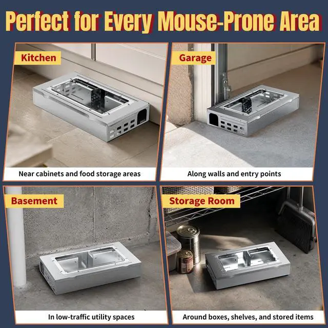Alt view image 7 of 7 - Heavy Duty Humane Mouse Trap, Mechanical Catch Design, Easy Set & Reusable Rat Trap for Indoor & Outdoor Home Use