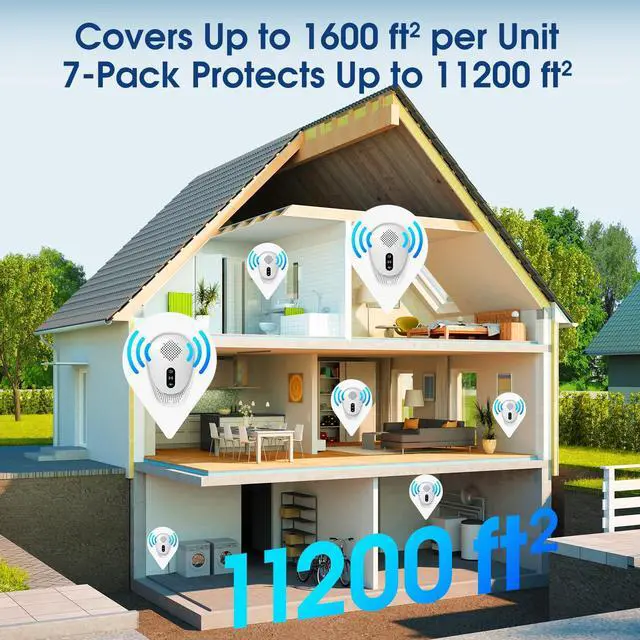 Alt view image 2 of 7 - Upgraded Ultrasonic Pest Repellent 7 Packs, Mouse Traps Repellent Plug in, 3 Modes, Pest Control, for Mouse, Rodent, Roach, Bugs, Mice, Spider, Ant, Mosquito, Indoor Repeller for Home