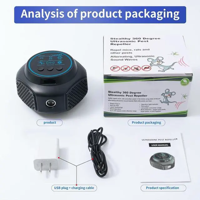 Alt view image 6 of 6 - Ultrasonic Pest Repellent Plug in Indoor Mouse Traps for Home, Mouse Repellent Ultrasonic Device Rodent Repeller Ultrasonic Plug in Pest Control for Rat Mice Spider Squirrel Roach for Attic
