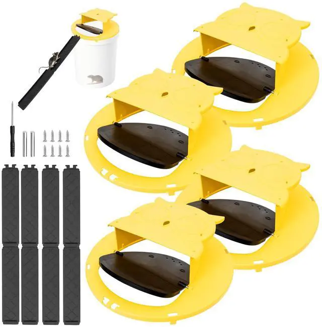 Main image of Mouse Trap Bucket,Bucket lid Mouse Trap,Upgrade Automatic Reset Flip and Slide Mouse Trap 5 Gallon Bucket Lid Mouse Rat Trap, Humane Mouse Rat Traps for Indoor Outdoor Use, Reusable Mouse Trap 4 Pack