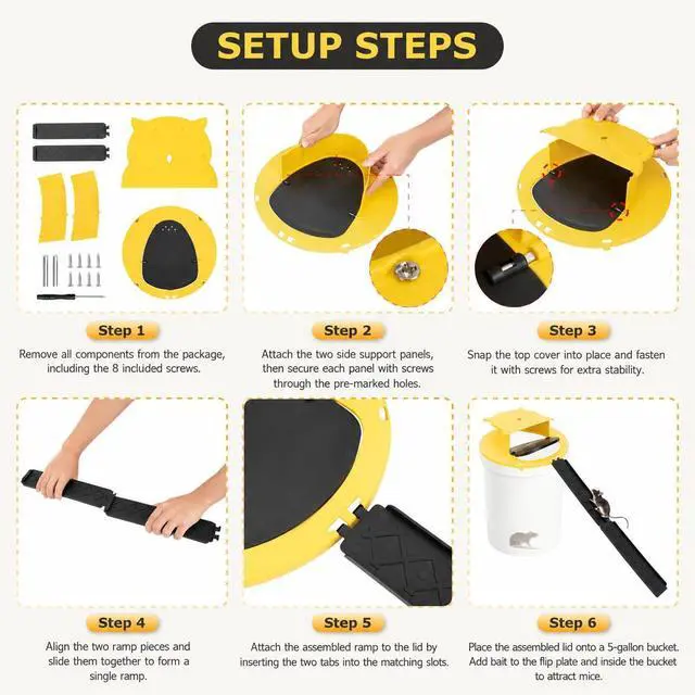 Alt view image 6 of 7 - Mouse Trap Bucket,Upgrade Bucket lid Mouse Trap,Automatic Reset Flip and Slide Mouse Trap 5 Gallon Bucket Lid Mouse Rat Trap, Humane Mouse Rat Traps for Indoor Outdoor Use, Reusable Mouse Trap 3 Pack