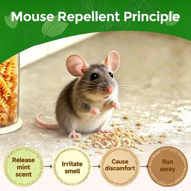 Alt view image 3 of 7 - Rodent Mouse Repellent 12 Pack, Peppermint Oil Rodent Repellent Balls, Safe for Family & Pets, Indoor & Outdoor Moth Balls for Mice Rat Roach Spider Ant Squirrel, for Home Garage Basement Kitchen