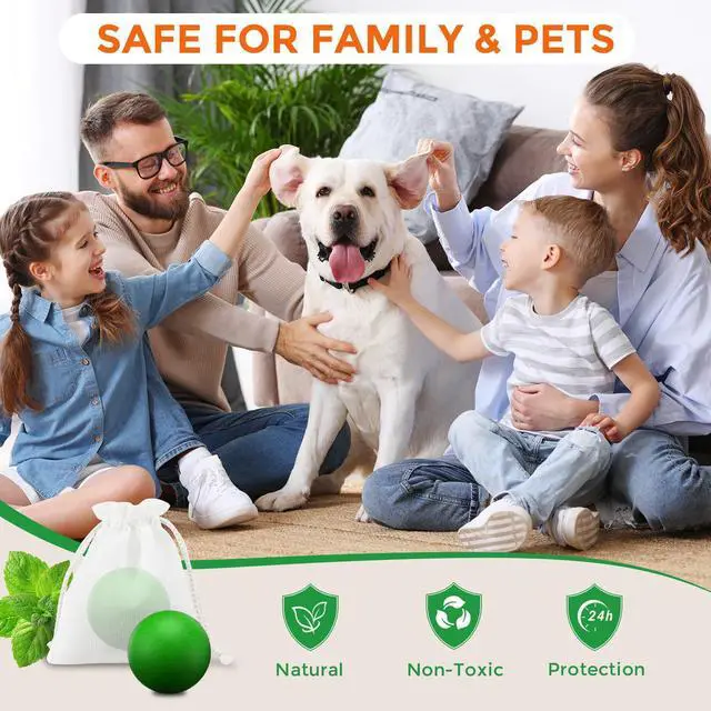 Alt view image 6 of 7 - Rodent Mouse Repellent 12 Pack, Peppermint Oil Rodent Repellent Balls, Safe for Family & Pets, Indoor & Outdoor Moth Balls for Mice Rat Roach Spider Ant Squirrel, for Home Garage Basement Kitchen