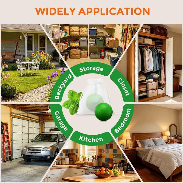 Alt view image 7 of 7 - Rodent Mouse Repellent 12 Pack, Peppermint Oil Rodent Repellent Balls, Safe for Family & Pets, Indoor & Outdoor Moth Balls for Mice Rat Roach Spider Ant Squirrel, for Home Garage Basement Kitchen