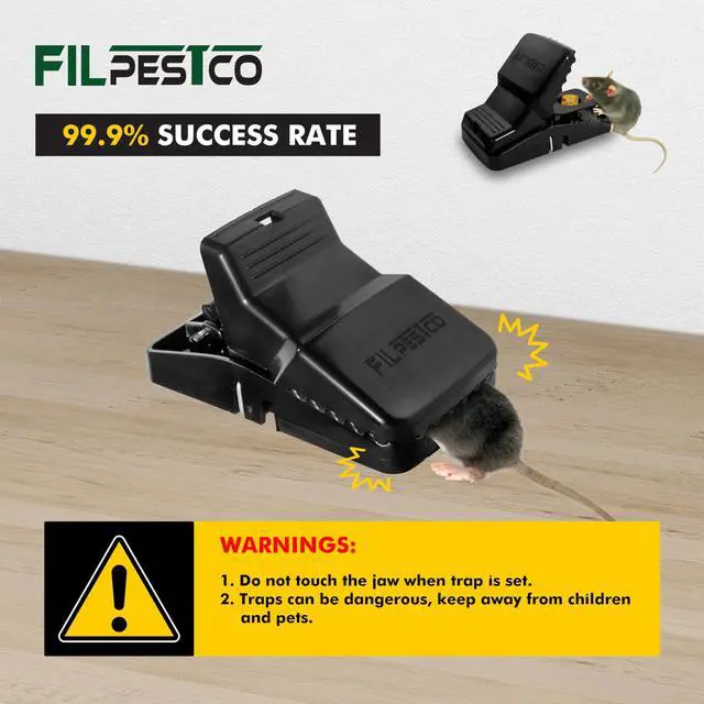 Alt view image 6 of 6 - Large Rat Traps, Mouse Traps, Black Heavy Duty Snap, 6 Count