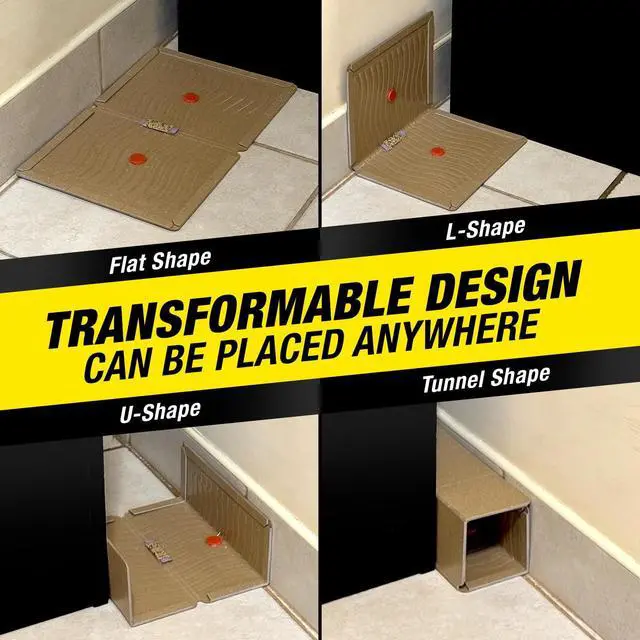 Alt view image 5 of 7 - Rat & Mouse Glue Transformable Trap with Lure 5 Traps, Clever Foldable Design for Indoor Use, Super Sticky Wavy Glue with Food-Based Lure Bag, Made in Japan