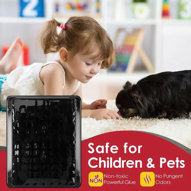 Alt view image 6 of 7 - Pack Jumbo Rat & Mouse Glue Traps, 11.8 X 9.84 in Large Heavy Duty Mouse Traps Indoor for Home, Pre Scented Adhesive Plastic Tray with for Spider, Snake, Mice, Kids and Pet Safe (Black)