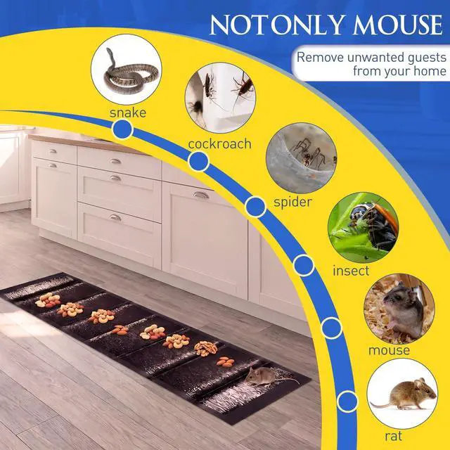 Alt view image 3 of 7 - Pack Extra Large Glue Trap Boards 48 x 11 Inches, Heavy Duty Sticky Traps for Mice, Rats Non-Toxic Indoor Rats Capture(Black)