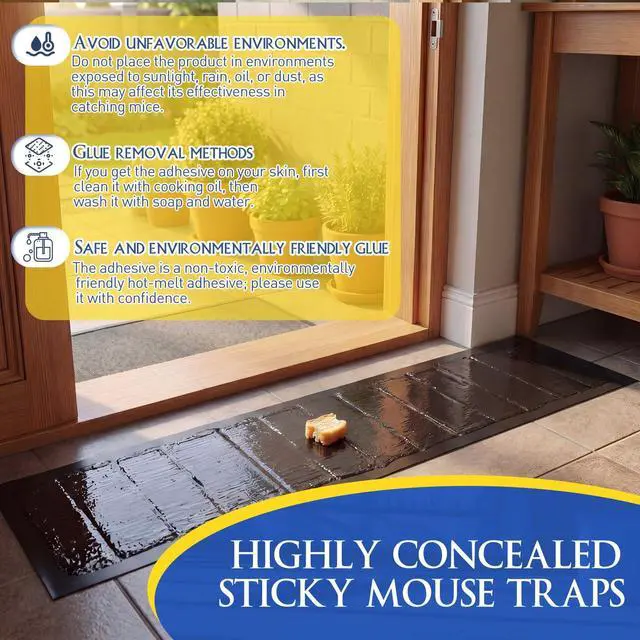 Alt view image 6 of 7 - Pack Extra Large Glue Trap Boards 48 x 11 Inches, Heavy Duty Sticky Traps for Mice, Rats Non-Toxic Indoor Rats Capture(Black)