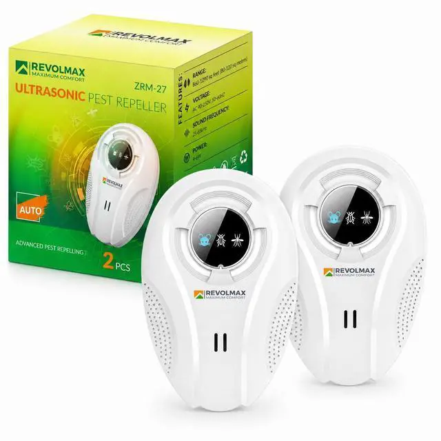 Main image of Ultrasonic Pest Control Repeller - Electronic & Ultrasound, Indoor Plug-in Repellent - Get rid of - Rodents, Mice, Squirrels, Bats, Insects, Bed Bugs, Ants, Fleas, Spiders, Roaches (2 Pack)