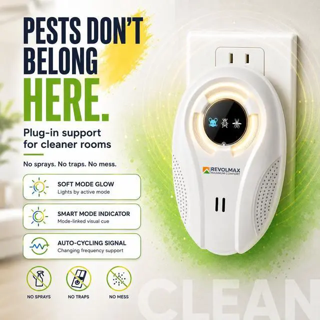 Alt view image 2 of 7 - Ultrasonic Pest Control Repeller - Electronic & Ultrasound, Indoor Plug-in Repellent - Get rid of - Rodents, Mice, Squirrels, Bats, Insects, Bed Bugs, Ants, Fleas, Spiders, Roaches (2 Pack)