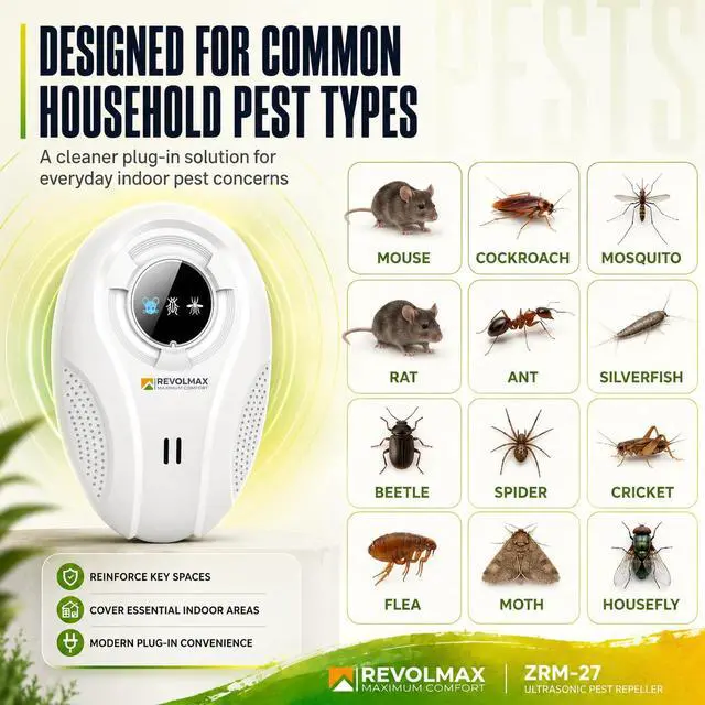 Alt view image 3 of 7 - Ultrasonic Pest Control Repeller - Electronic & Ultrasound, Indoor Plug-in Repellent - Get rid of - Rodents, Mice, Squirrels, Bats, Insects, Bed Bugs, Ants, Fleas, Spiders, Roaches (2 Pack)