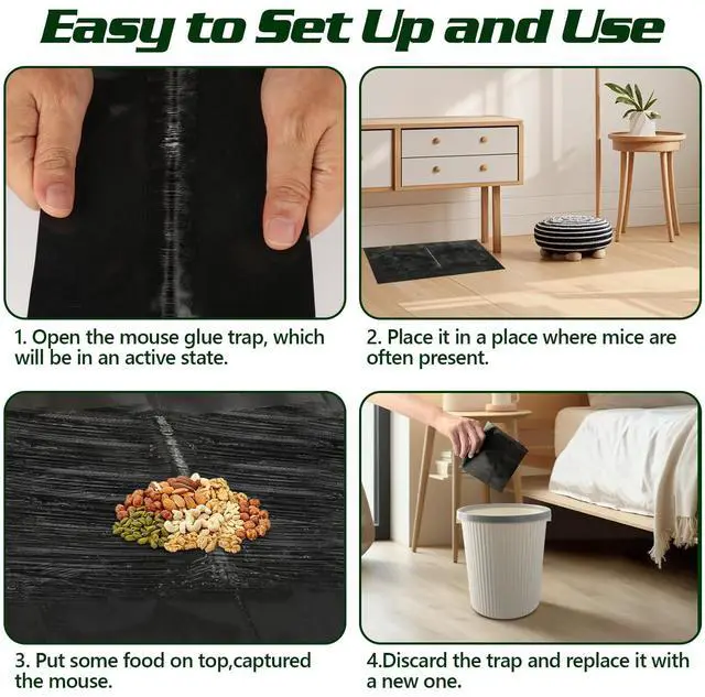 Alt view image 4 of 7 - 10 Pack Sticky Mouse Traps,Mouse Glue Trap Sticky Traps that Work for Mice and Rats Roaches,23x11 Inch Heavy Duty Rat Traps Indoor Mouse Sticky Pads,Easy to Set