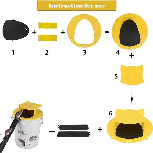 Alt view image 2 of 7 - Mouse Trap Bucket - Mouse Traps Indoor for Home - Multi-Catch, Auto-Reset, Humane or Lethal Rat Trap - 5 Gallon Bucket Compatible-2Pack