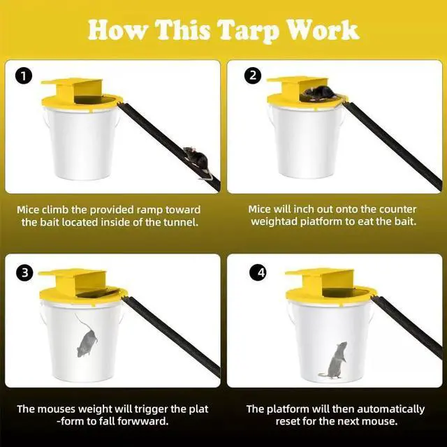 Alt view image 4 of 7 - Mouse Trap Bucket - Mouse Traps Indoor for Home - Multi-Catch, Auto-Reset, Humane or Lethal Rat Trap - 5 Gallon Bucket Compatible-2Pack