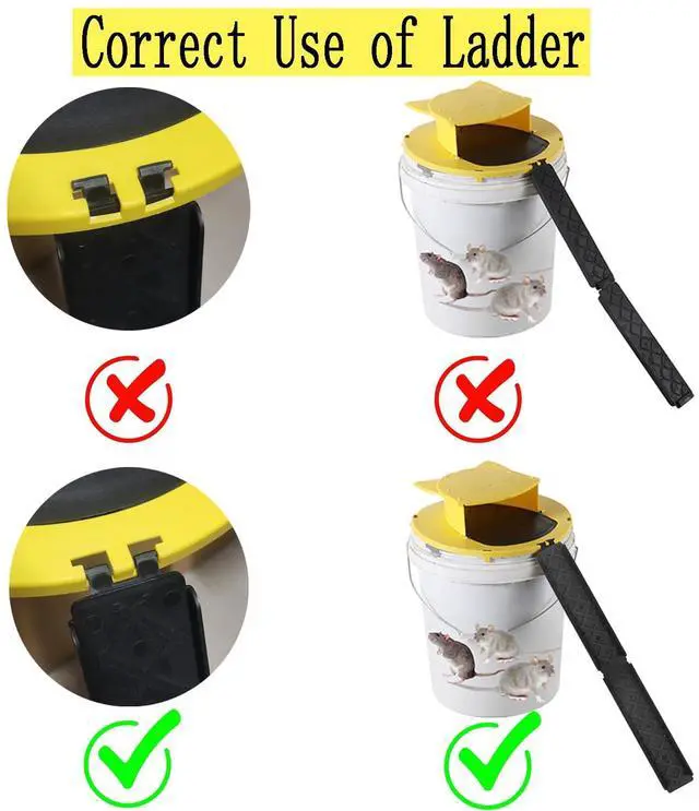 Alt view image 6 of 7 - 2 Pack Mouse Rat Trap Bucket,5 Gallon Mouses Rat Traps Indoor for Home,Reusable Bucket Lid Rat Traps Indoor Outdoor,Mouse Catching Tool