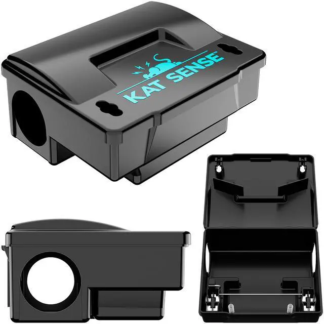 Alt view image 2 of 7 - Rat Bait Station Traps, Reusable Humane Rodent Box Against Mice Chipmunks N Squirrels That Work, Smart Tamper Proof Cage House to Secure Bait Block and Pellets, Mouse Bait Station Outdoor
