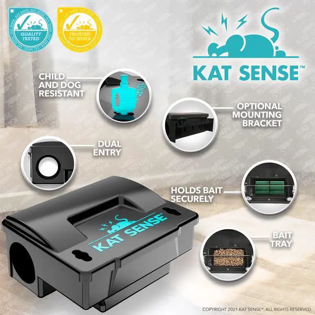 Alt view image 3 of 7 - Rat Bait Station Traps, Reusable Humane Rodent Box Against Mice Chipmunks N Squirrels That Work, Smart Tamper Proof Cage House to Secure Bait Block and Pellets, Mouse Bait Station Outdoor