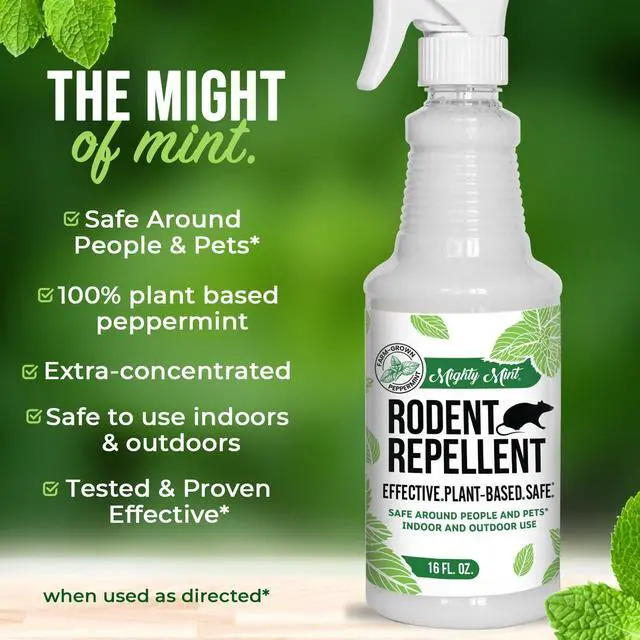 Alt view image 7 of 7 - Peppermint Oil Rodent Repellent Spray Natural Indoor & Outdoor Control for Mice and Rats Plant-Based, Extra-Strong Formula - 16 oz