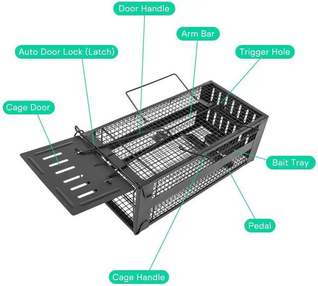 Alt view image 3 of 6 - Rat Trap,Mouse Traps Work for Indoor and Outdoor,Small Rodent Animal-Mice Voles Hamsters Cage,Catch and Release(Black)