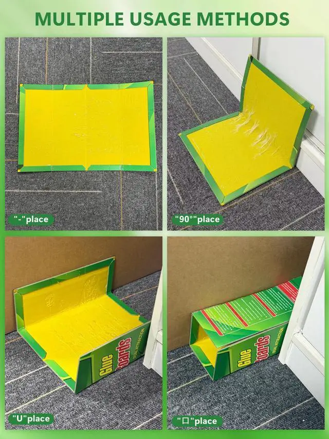 Alt view image 6 of 7 - 8 Pack Large Sticky Mouse Traps 12.6 x 8.5 (unfolded), Super Strong Adhesive Glue Boards for Mice & Rats, Effective Rodent Glue Traps for Indoor & Outdoor Kitchen,Garages, Basements, Household Areas