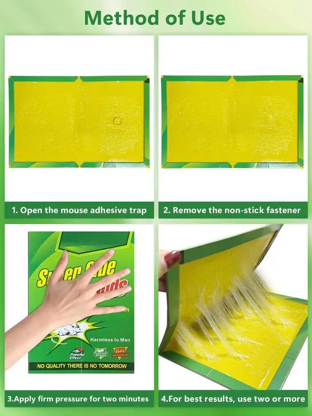 Alt view image 7 of 7 - 8 Pack Large Sticky Mouse Traps 12.6 x 8.5 (unfolded), Super Strong Adhesive Glue Boards for Mice & Rats, Effective Rodent Glue Traps for Indoor & Outdoor Kitchen,Garages, Basements, Household Areas