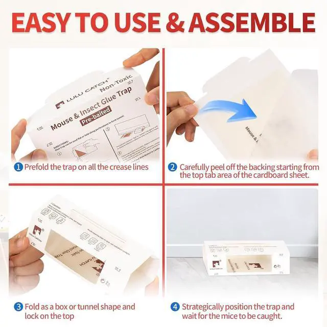 Alt view image 6 of 7 - Mouse Traps, 20Pack Pre-Baited Sticky Mouse Traps Indoor for Home, Non-Toxic Bulk Sticky Pads, Glue Traps for Rats, Bugs, Spider, Mice, Cockroach, Pet Safe, Easy to Use