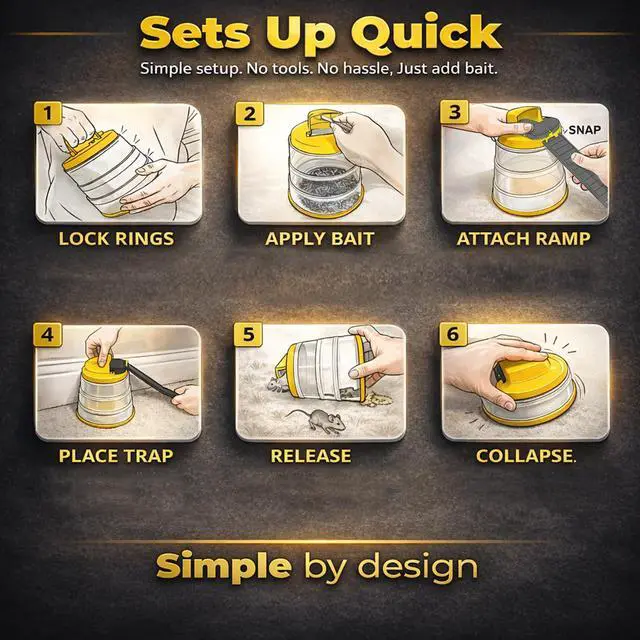 Alt view image 5 of 5 - Flip N Slide All-in-One Mouse Trap | Bucket Included | Self-Resetting Humane Live Catch | Made in USA | Indoor & Outdoor