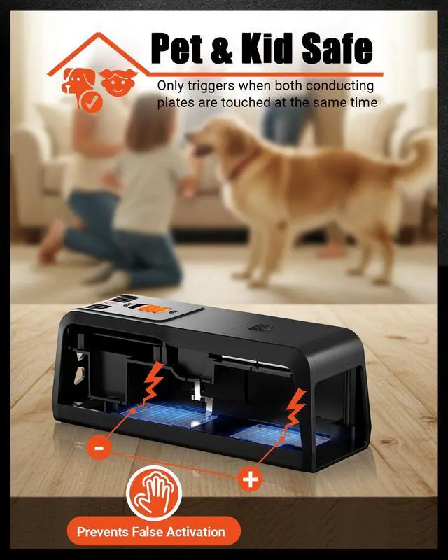 Alt view image 5 of 7 - 1 Pack Electric Rat & Mouse Traps for Home 2800V Instant Eliminate, Pet-Safe Enclosed Design, No-Touch Cleanup, Reusable Indoor Rodent Trap for Kitchen, Garage, Basement