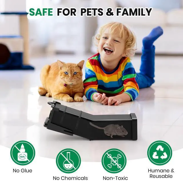Alt view image 4 of 7 - Pack Humane Mouse Traps Indoor, No Kill Mice Trap with Air Hole, Catch and Release Live Mouse Traps for Home, Safe Have A Heart Rat Trap, Reusable Mousetrap Catcher Outdoor