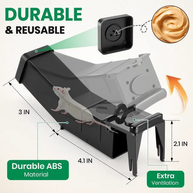 Alt view image 5 of 7 - Pack Humane Mouse Traps Indoor, No Kill Mice Trap with Air Hole, Catch and Release Live Mouse Traps for Home, Safe Have A Heart Rat Trap, Reusable Mousetrap Catcher Outdoor