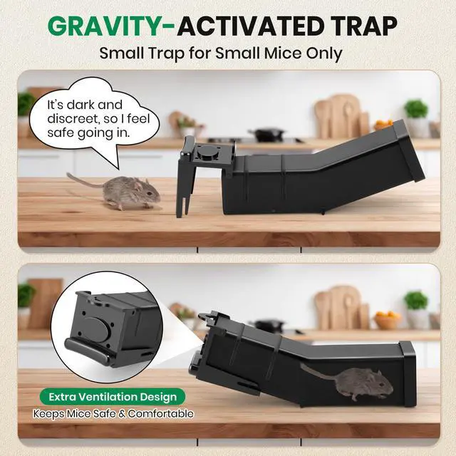 Alt view image 2 of 7 - Pack Humane Mouse Traps Indoor, No Kill Mice Trap with Air Hole, Catch and Release Live Mouse Traps for Home, Safe Have A Heart Rat Trap, Reusable Mousetrap Catcher Outdoor