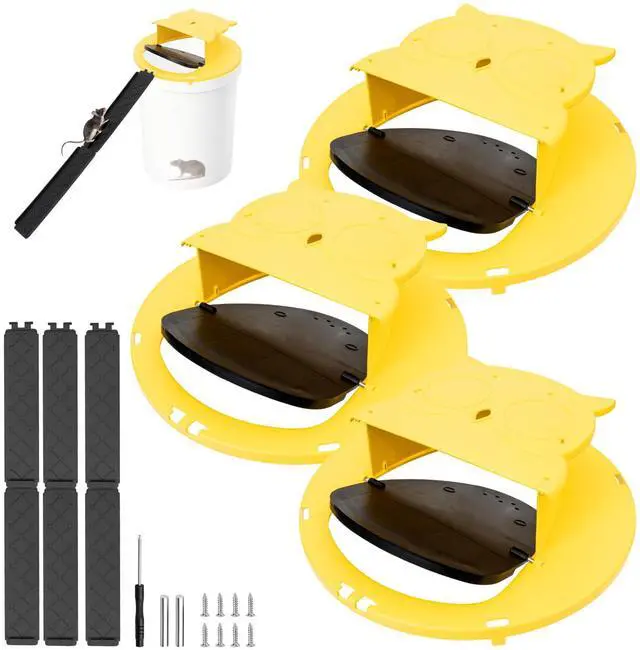 Main image of Mouse Trap Bucket,Upgrade Bucket lid Mouse Trap,Automatic Reset Flip and Slide Mouse Trap 5 Gallon Bucket Lid Mouse Rat Trap, Humane Mouse Rat Traps for Indoor Outdoor Use, Reusable Mouse Trap 3 Pack