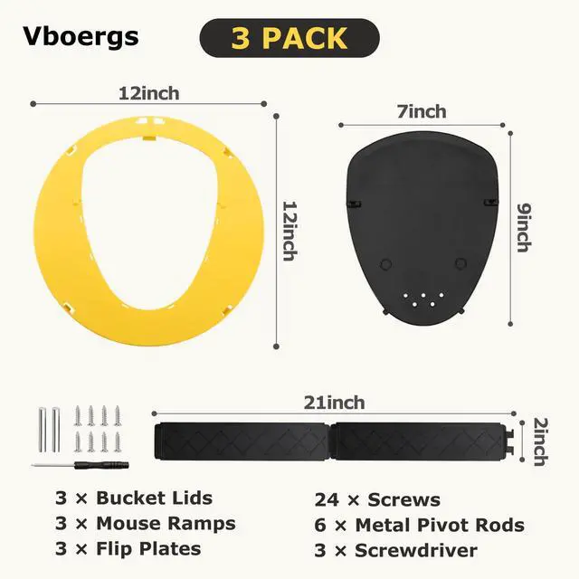 Alt view image 2 of 7 - Mouse Trap Bucket,Upgrade Bucket lid Mouse Trap,Automatic Reset Flip and Slide Mouse Trap 5 Gallon Bucket Lid Mouse Rat Trap, Humane Mouse Rat Traps for Indoor Outdoor Use, Reusable Mouse Trap 3 Pack