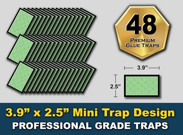 Alt view image 3 of 5 - Mini Glue Traps (48 Traps) Non-Toxic Extra Sticky Glue Board Pre-Baited with Fruity Scent Attractant Trap & Kill Insects, Bugs, Spiders, Crickets, Scorpions, Cockroaches, Centipedes, Mice