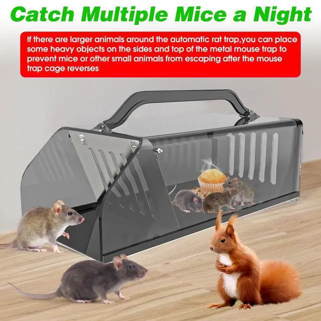 Alt view image 2 of 7 - 2026 Upgraded Live Mice Traps Humane Mouse Trap Indoor for Home Live Rat Trap for Outside Chipmunk Trap Outdoor Metal Mouse Trap Box Cage Easy to Catch&Release Live Chipmunk Animal Squirrel