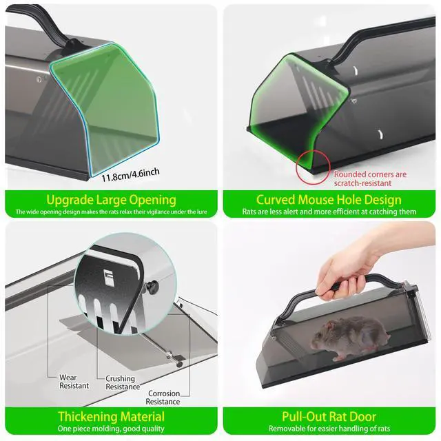 Alt view image 3 of 7 - 2026 Upgraded Live Mice Traps Humane Mouse Trap Indoor for Home Live Rat Trap for Outside Chipmunk Trap Outdoor Metal Mouse Trap Box Cage Easy to Catch&Release Live Chipmunk Animal Squirrel