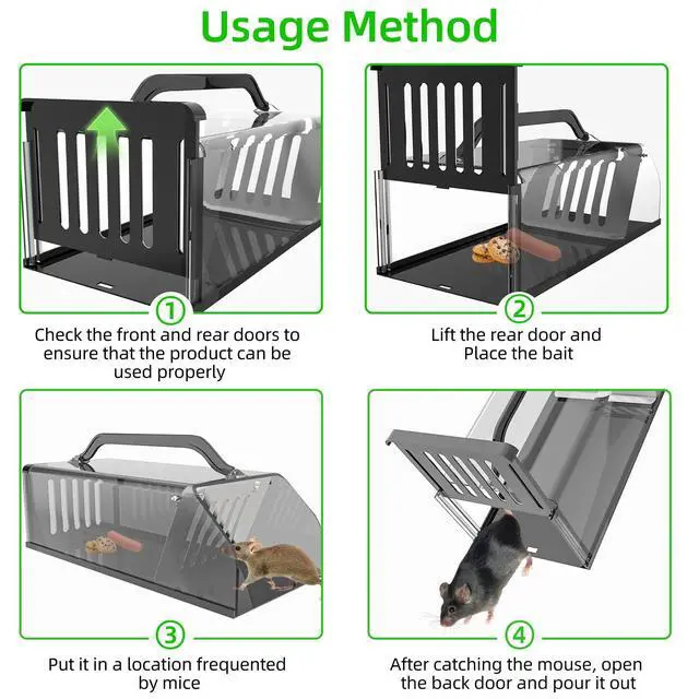 Alt view image 5 of 7 - 2026 Upgraded Live Mice Traps Humane Mouse Trap Indoor for Home Live Rat Trap for Outside Chipmunk Trap Outdoor Metal Mouse Trap Box Cage Easy to Catch&Release Live Chipmunk Animal Squirrel