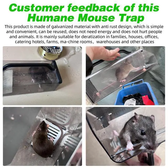 Alt view image 7 of 7 - 2026 Upgraded Live Mice Traps Humane Mouse Trap Indoor for Home Live Rat Trap for Outside Chipmunk Trap Outdoor Metal Mouse Trap Box Cage Easy to Catch&Release Live Chipmunk Animal Squirrel