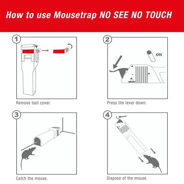 Alt view image 7 of 7 - Mouse Trap No See No Touch - Effective, Non-Contact + Non-Visible Catch + Kill with no-Fail catching - Pre-baited with Food Bait - Easy to Use - Reusable