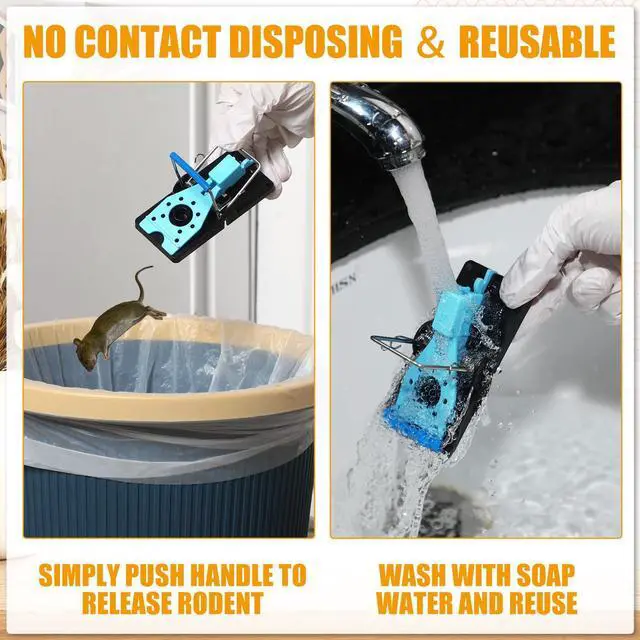 Alt view image 3 of 6 - Pcs Mouse Traps Plastic Mice Trap House with Blue Detachable Quick Sensitive Effective Mouse Trap Safe Reusable Sanitary Mice Traps for House, Garage, Outside