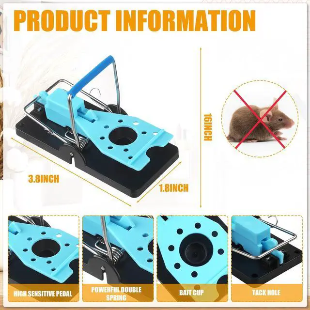 Alt view image 2 of 6 - Pcs Mouse Traps Plastic Mice Trap House with Blue Detachable Quick Sensitive Effective Mouse Trap Safe Reusable Sanitary Mice Traps for House, Garage, Outside