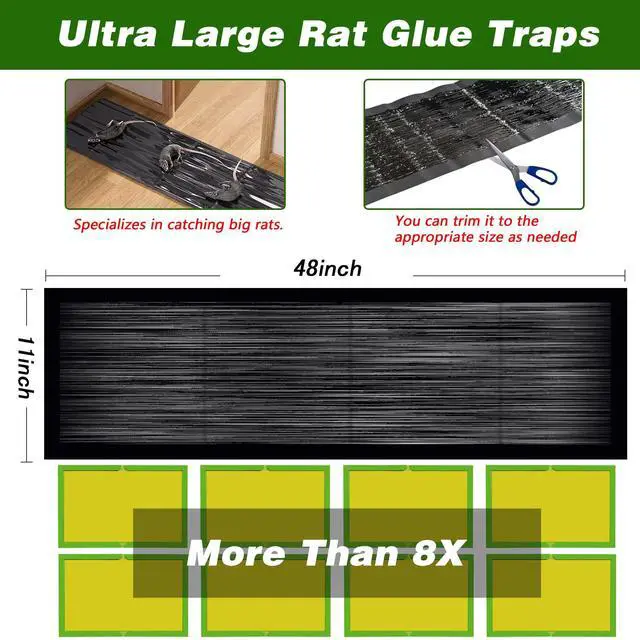 Alt view image 3 of 7 - 12 Pack Extra Large Glue Traps for Mice and Rats, Heavy Duty Super Sticky Traps for Mice Rats Snakes, Rat Glue Trap for Indoor Outdoor